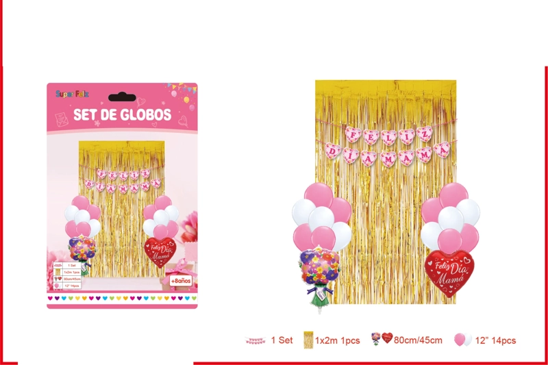 SET DE GLOBOS PARA EL DIA DE LA MADRE ROJO DORADO - 1