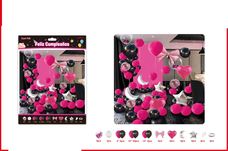 JUEGO DE GLOBOS DE LAZO FUCSIA - 1