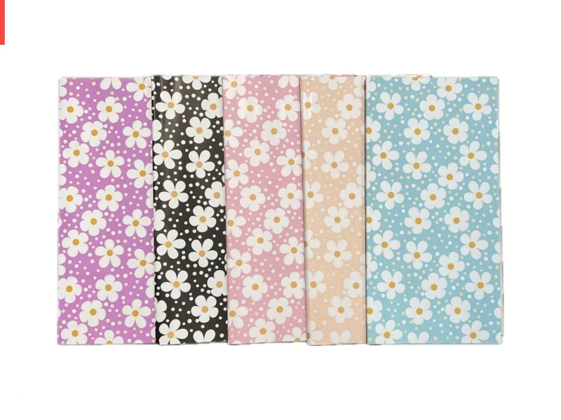 PAPEL COREANO MULTICOLOR CON FLORES BLANCAS - 1