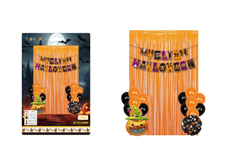 HALLOWEEN (CORTINA/GLOBOS FELIZ HALLOWEEN/NARANJA) - 1