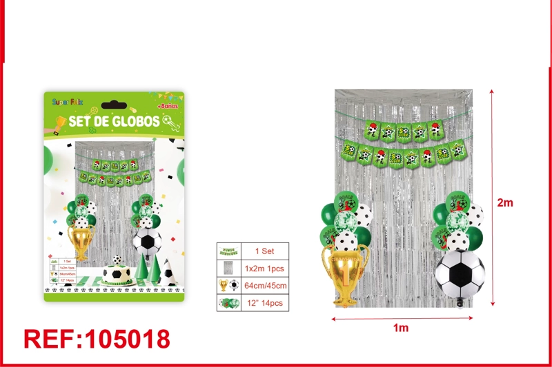 JUEGO DE GLOBOS PARA CORTINA (FUTBOL/PLATEADO) - 1