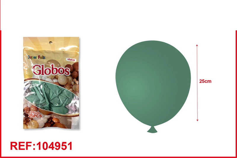 GLOBOS DE LATEX DE COLORES  RETRO VERDE (CLARO) 25PCS - 1