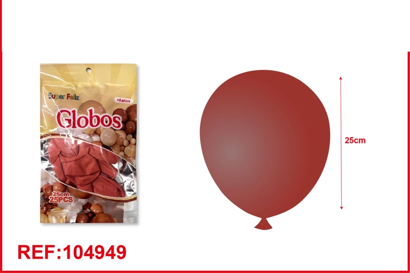 GLOBOS DE LATEX DE COLORES  RETRO (ROJO) 25PCS - 1