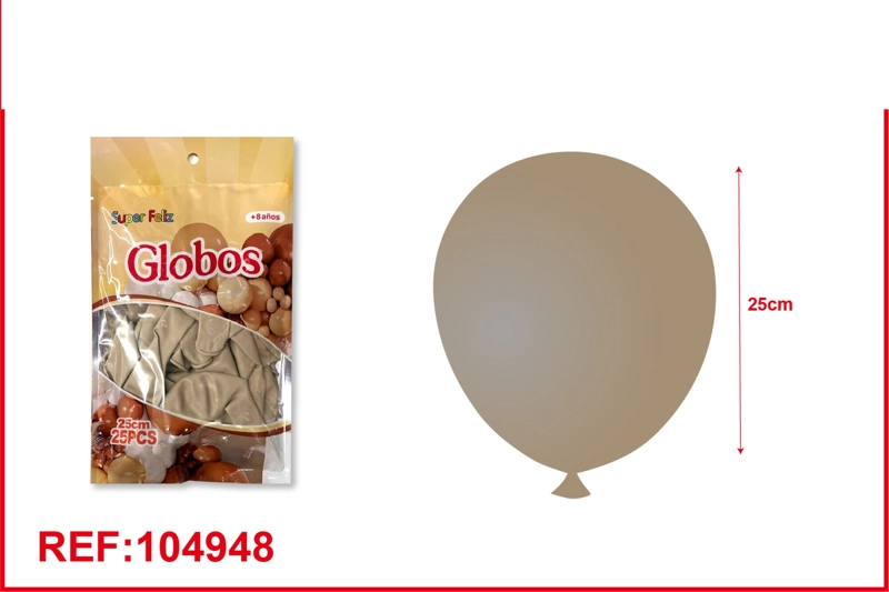 GLOBOS DE LATEX DE COLORES  RETRO (BEIGE) 25PCS - 1