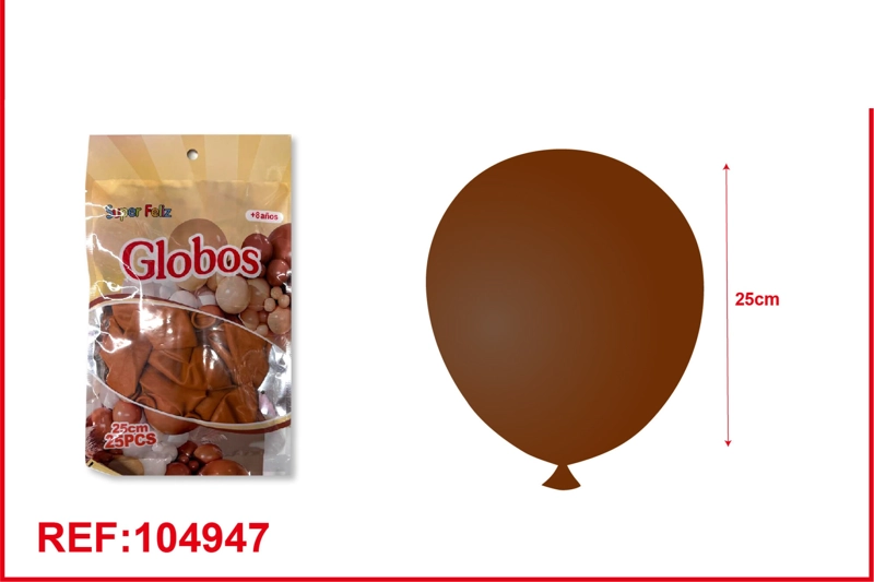 GLOBOS DE LATEX DE COLORES  RETRO (CAFE) 25PCS - 1
