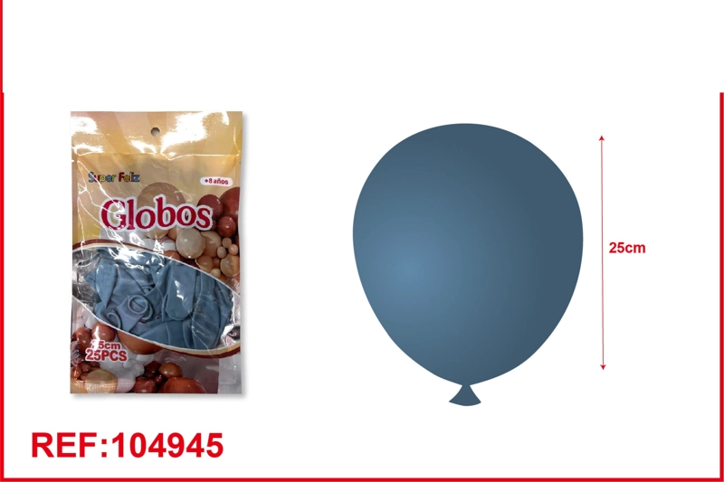 GLOBOS DE LATEX DE COLORES  RETRO AZUL (GRISACEO) 25PCS - 1