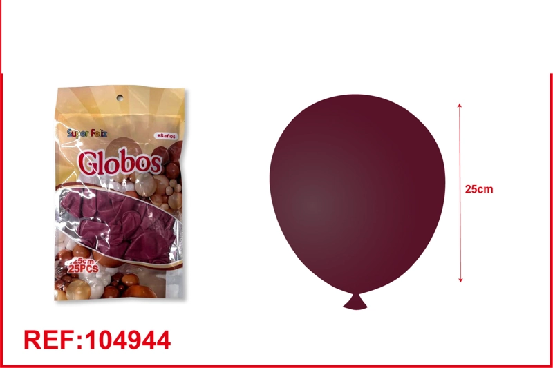 GLOBOS DE LATEX DE COLORES  RETRO (VINOTINTO) 25PCS - 1