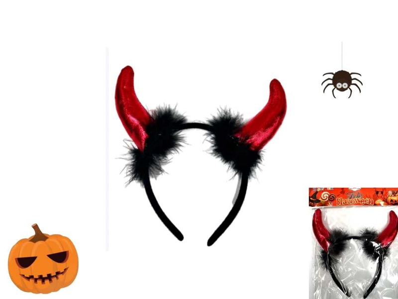 HALLOWEEN (CINTILLO CUERNOS Y PLUMAS/ROJO/NEGRO) - 1