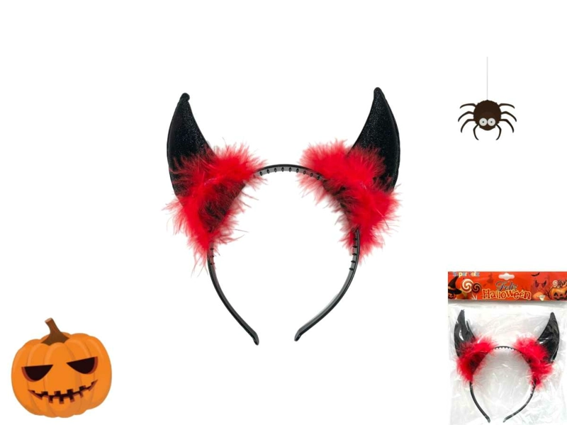 HALLOWEEN (CINTILLO CUERNOS Y PLUMAS/NEGRO/ROJO) - 1