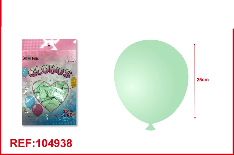 GLOBOS LATEX DE MACARON COLOR VERDE 50PCS - 1
