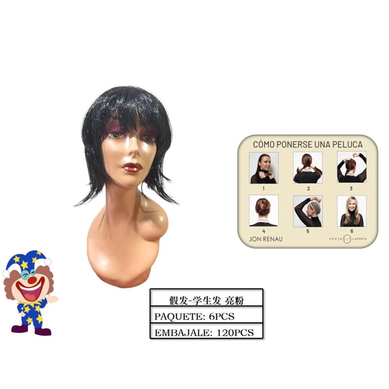 PELUCAS CORTA ABUNDANTE COLOR NEGRO - 1