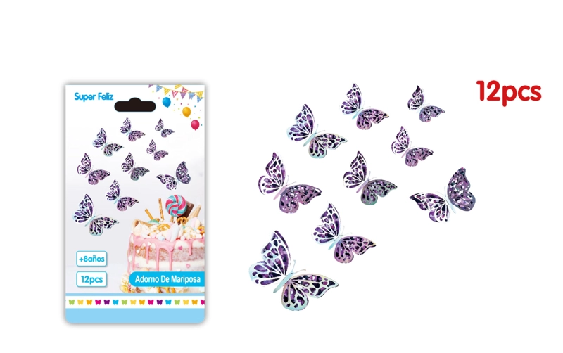 MARIPOSAS 3D MORADO CON DECORACION PAPEL PICADO - 1