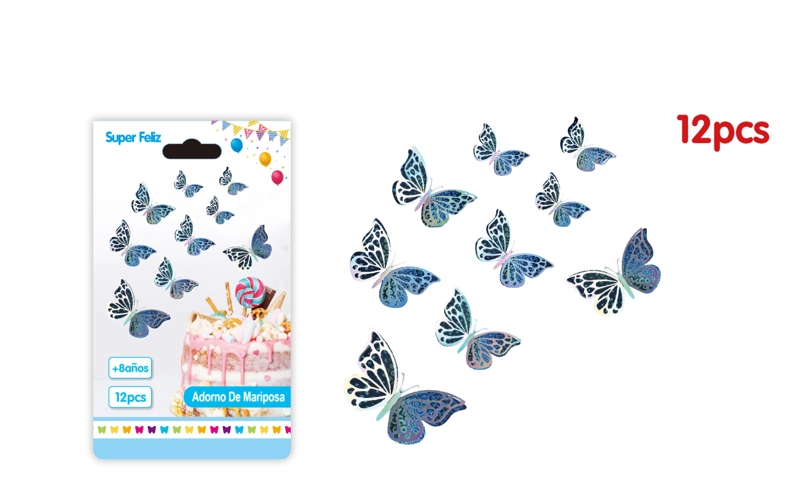 MARIPOSAS 3D PATRON DE COLORES AZUL - 1