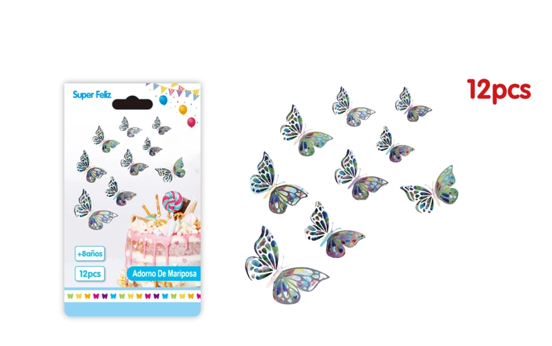 MARIPOSAS 3D FONDO GEMAS MULTICOLORES PASTEL - 1