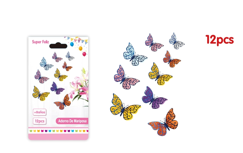 MARIPOSAS 3D BASE COLORES BRILLANTES SILUETA AZUL - 1