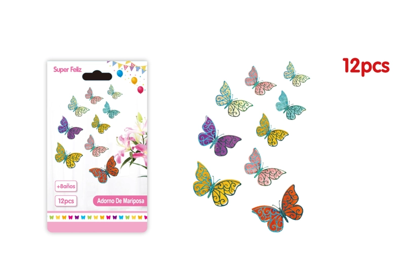 MARIPOSAS 3D BASE COLORES BRILLANTES SILUETA CELESTE - 1