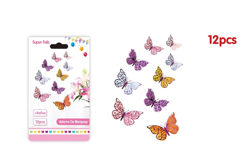 MARIPOSAS 3D BASE COLORES BRILLANTES SILUETA MORADO - 1