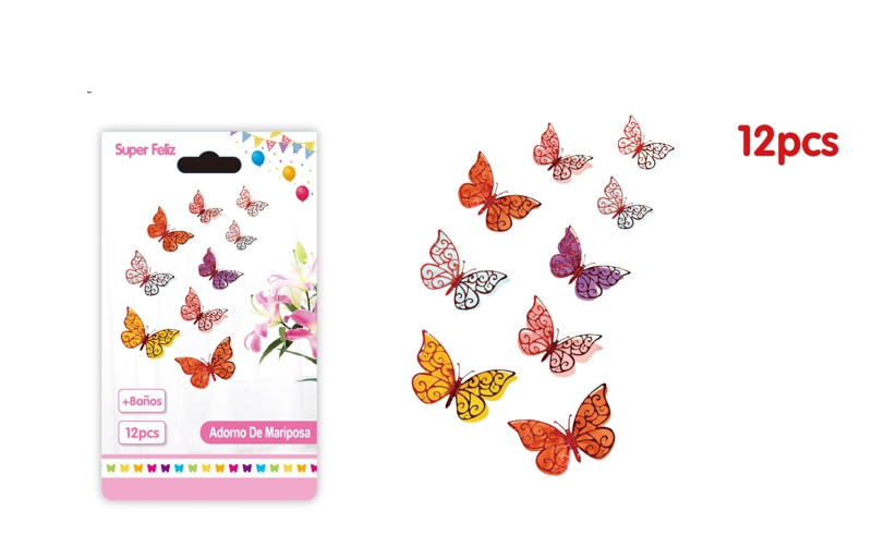 MARIPOSAS 3D BASE COLORES BRILLANTES SILUETA ROJO - 1