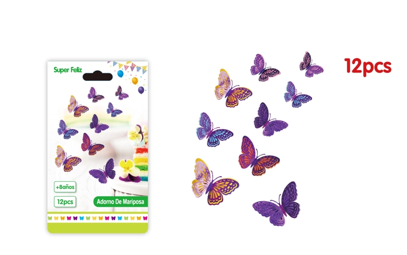 MARIPOSAS 3D BASE COLORES BRILLANTES CON SILUETA MORADO - 1