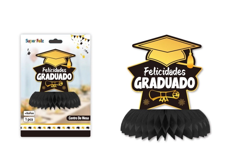 GRADUACION (CENTRO DE MESA FELICIDADES GRADUADO EN FOMA DE ESTRELLA CON BIRRETE) - 1