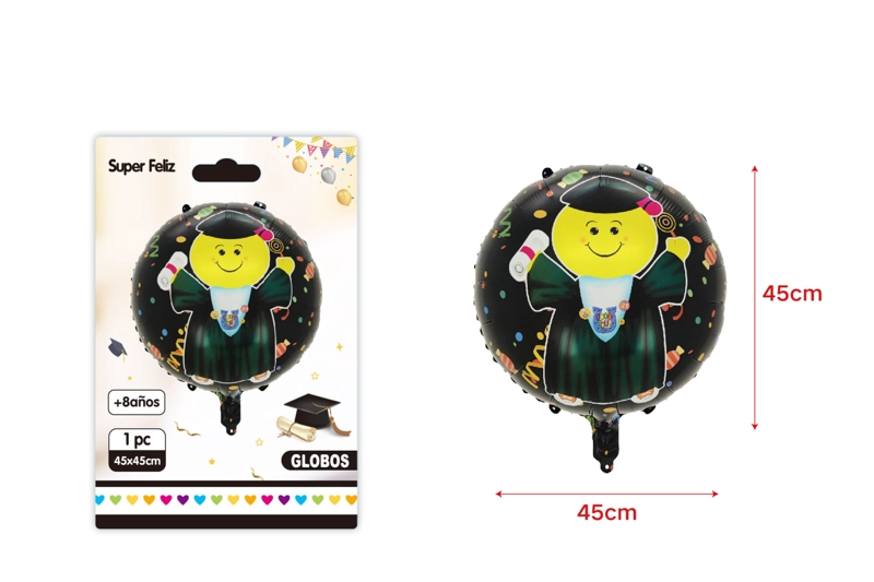 GRADUACION (GLOBOS COLOR NEGRO 45 CM X 45 CM) - 1