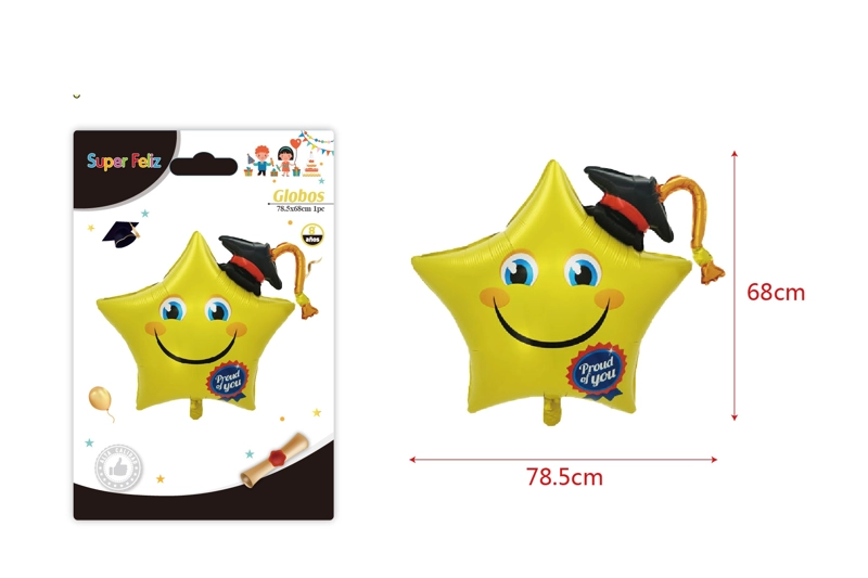 GRADUACION (GLOBOS DE GRADUACION EN FORMA DE ESTRELLA DORADA 78.5 CM X 68 CM) - 1