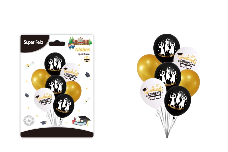 GRADUACION (GLOBOS DE GRADUACION VARIADOS 7 PCS 30 CM) - 1