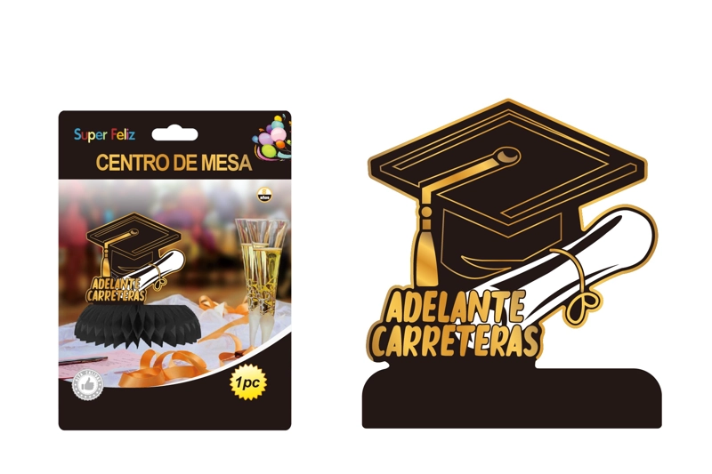 GRADUACION (CENTRO DE MESA EN FORMA DE BIRRETE ADELANTE CARRETERAS) - 1