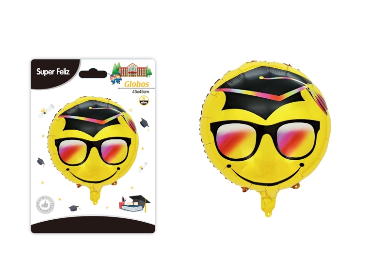 GRADUACION (GLOBOS DE GRADUACION COLOR AMARILLO CON LENTES 45 CM X 45 CM) - 1