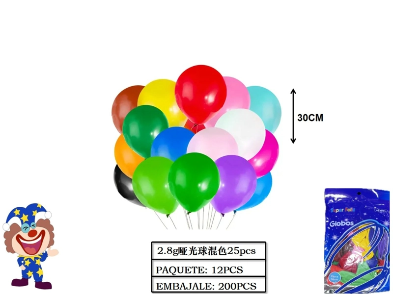 GLOBOS MULTICOLOR 30 CM 25 PCS - 1