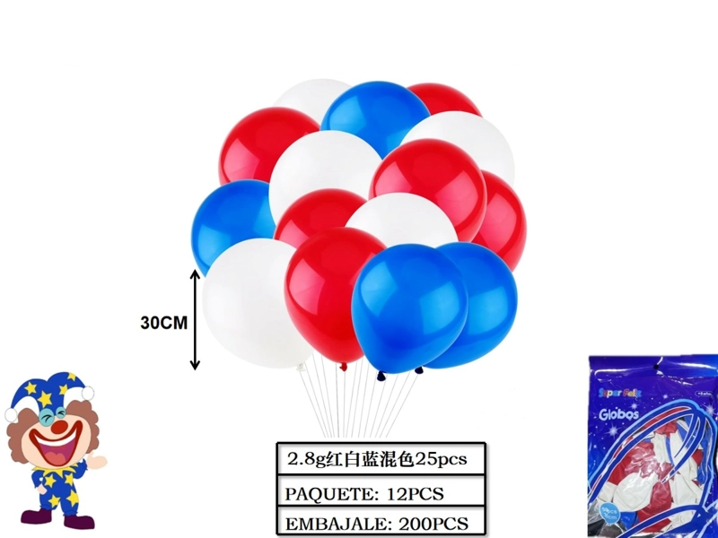 FECHAS PATRIAS (GLOBOS AZUL-BLANCO-ROJO 30 CM 50 PCS) - 1