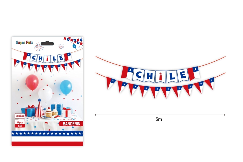 FECHAS PATRIAS (BANDERIN FESTIVO CHILE 5 M 17 PCS) - 1