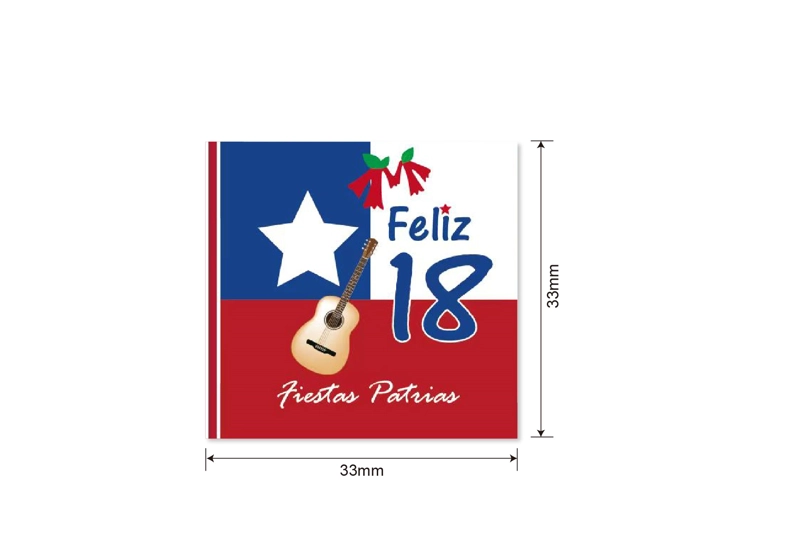 FECHAS PATRIAS (FELIZ 18 FIESTAS PATRIAS 33 MM X 33 MM) - 1