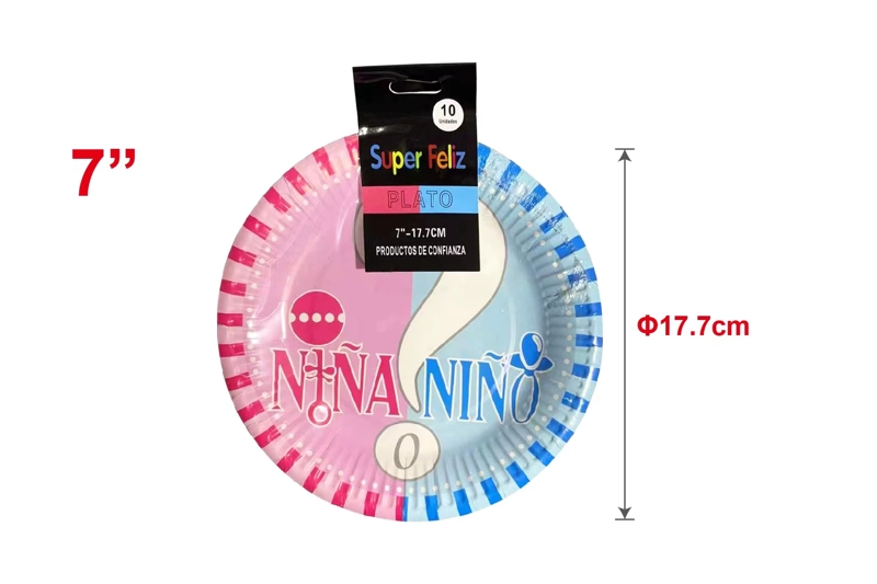 BABY SHOWER (PLATO REVELACION DE GENERO ROSA-AZUL 17.7 CM) - 1