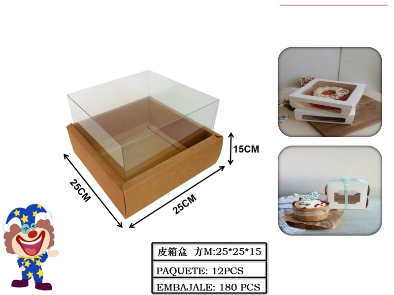 CAJAS DE ACETATO CON BASE DE CARTON MARRON 25 CM X 25 CM X 15 CM - 1