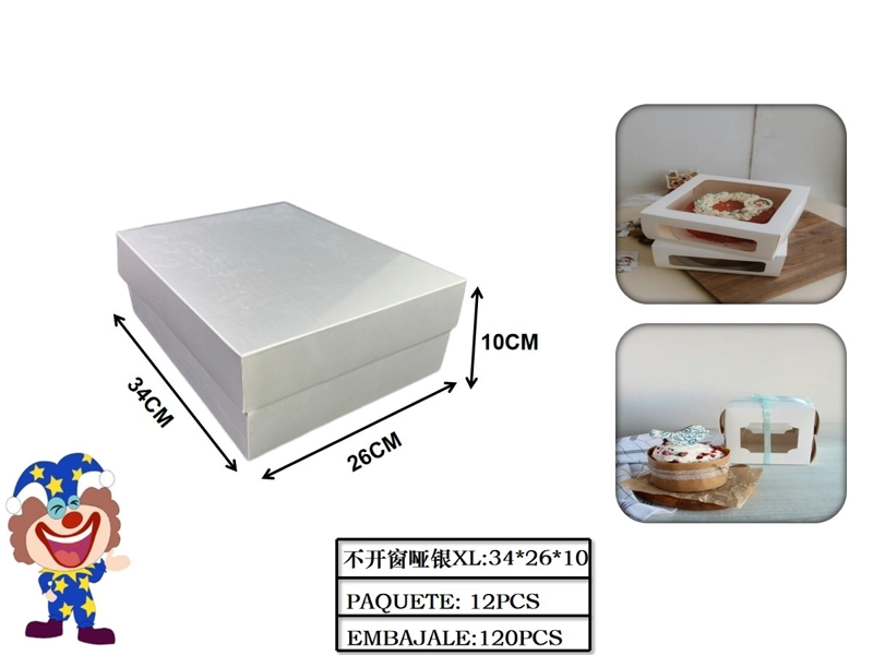 CAJAS DE CARTON PLATEADA CON TAPA 34 CM X 26 CM X 10 CM - 1