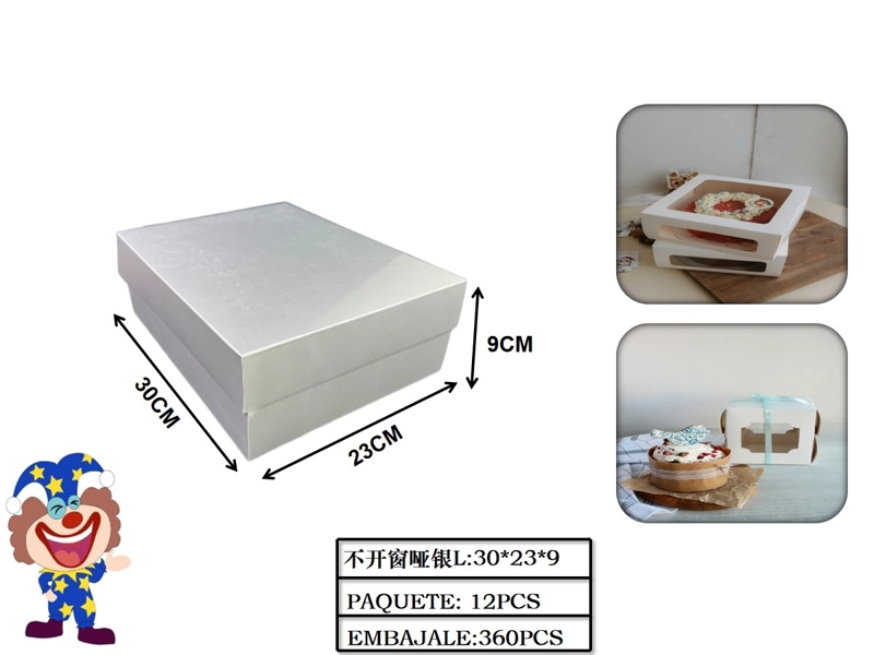 CAJAS DE CARTON PLATEADA CON TAPA 30 CM X 23 CM X 9 CM - 1