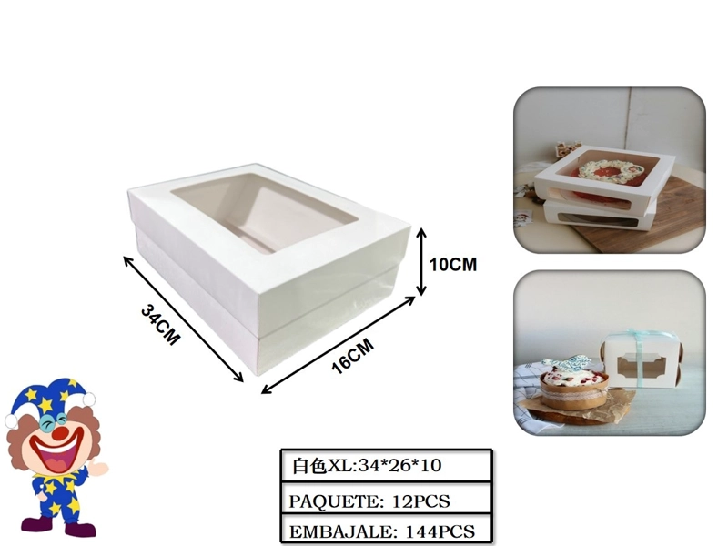 CAJAS BLANCA CON TAPA DE ACETATO 34 CM X 16 CM X 10 CM - 1