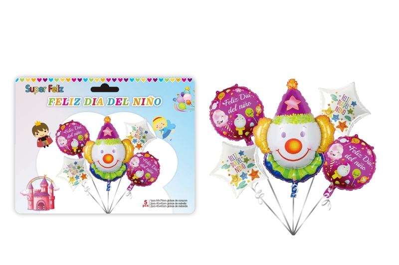 DIA DEL NIÑO (GLOBOS PAYASO CON GORRITO ROSADO) - 1