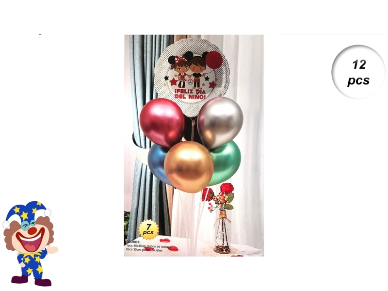 DIA DEL NIÑO (ARREGLO DE GLOBOS MULTICOLORES/BLANCO CON NIÑOS) - 1