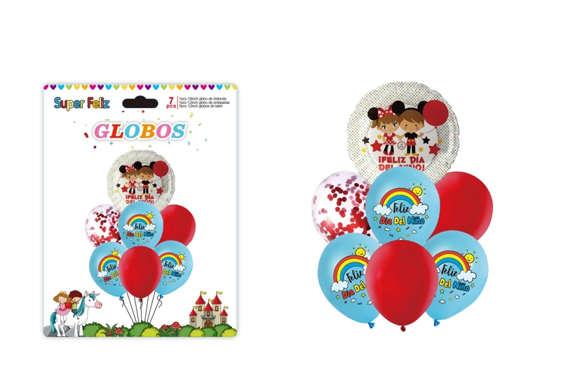 DIA DEL NIÑO (ARREGLO DE GLOBOS  AZUL/ROJO/ARCOIRIS) - 1