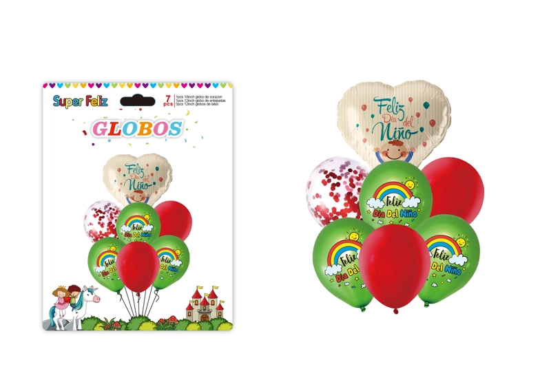 DIA DEL NIÑO (ARREGLO DE GLOBOS  VERDE/ROJO/ARCOIRIS) - 1