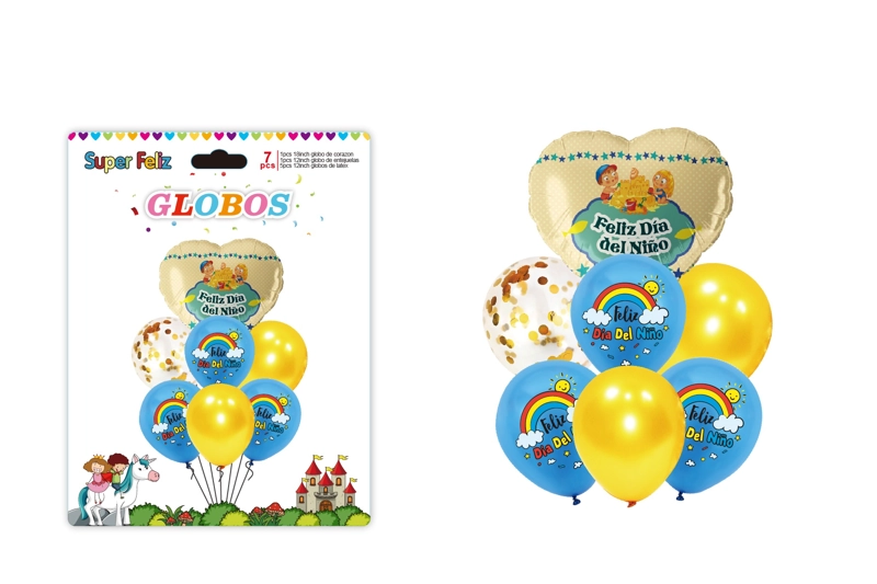 DIA DEL NIÑO (ARREGLO DE GLOBOS  AZUL/AMARILLO/ARCOIRIS) - 1