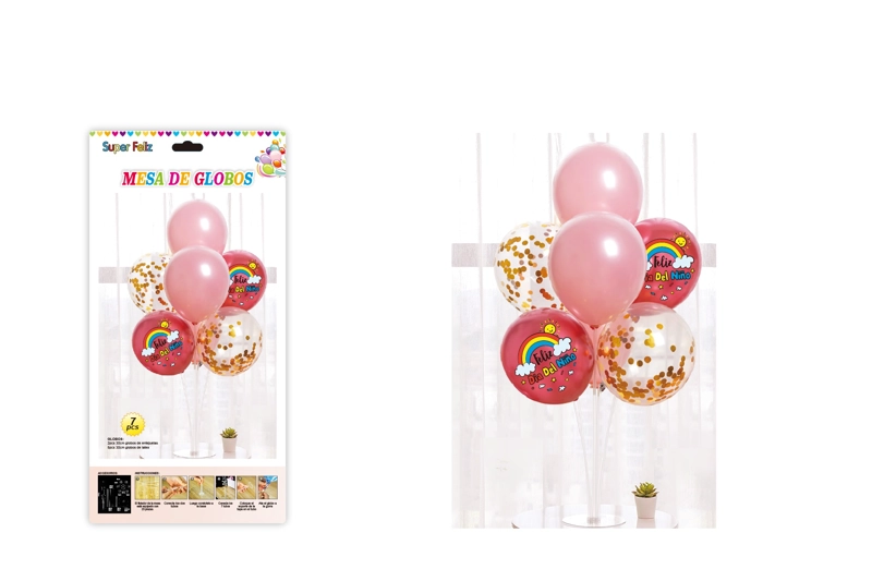 DIA DEL NIÑO (ARREGLO DE GLOBOS ROSADO/ARCOIRIS) - 1