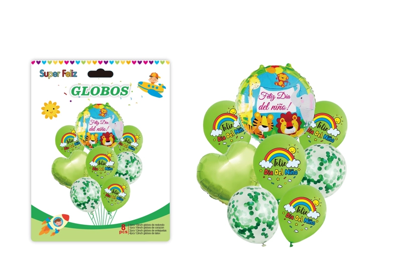 DIA DEL NIÑO (ARREGLO DE GLOBOS VERDE/ARCOIRIS/CONFETTI) - 1
