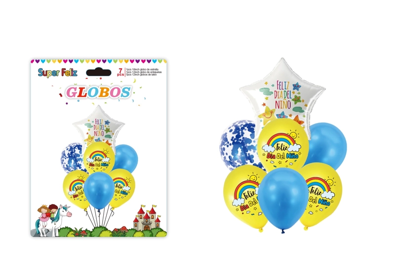 DIA DEL NIÑO (ARREGLO DE GLOBOS  AZUL/AMARILLO/ARCOIRIS/CONFETTI) - 1