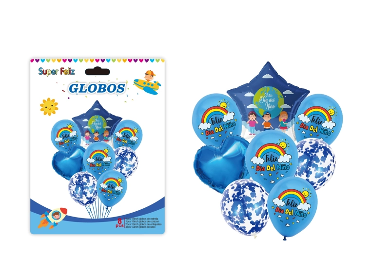 DIA DEL NIÑO (ARREGLO DE GLOBOS AZUL/ARCOIRIS/CONFETTI) - 1