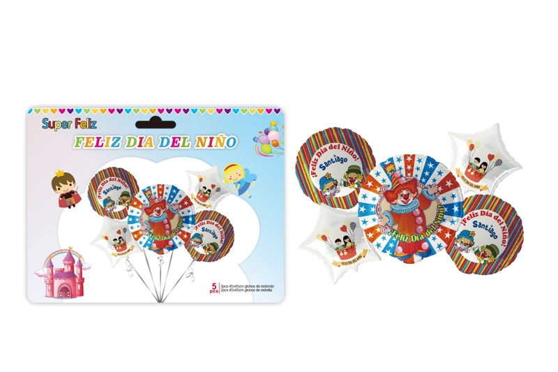 DIA DEL NIÑO (ARREGLO DE GLOBOS MULTICOLOR/BLANCO) - 1