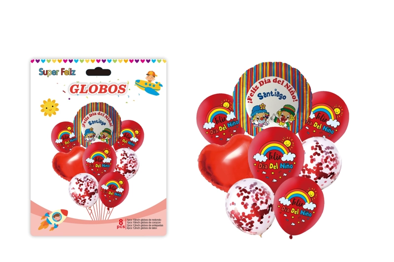 DIA DEL NIÑO (ARREGLO DE GLOBOS ROJO/ARCOIRIS/CONFETTI) - 1