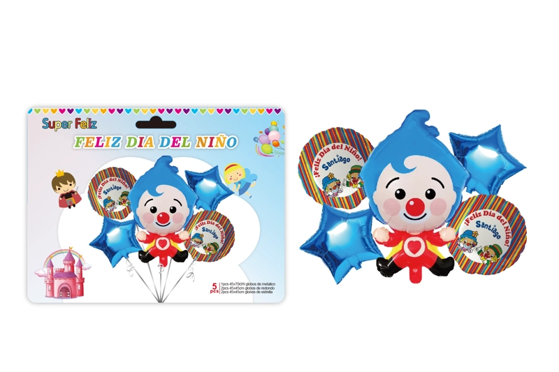 DIA DEL NIÑO (ARREGLO DE GLOBOS PLIM PLIM AZUL/MULTICOLOR) - 1